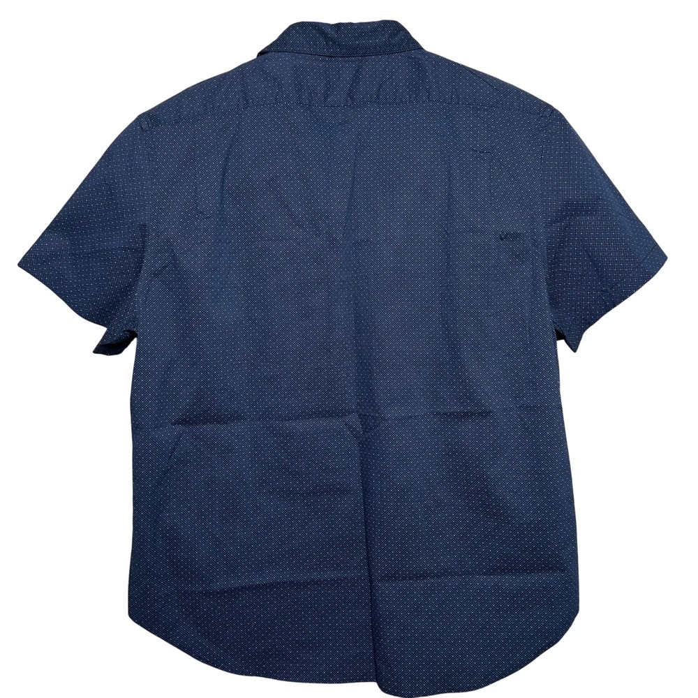 JACHS New York Men's XL Navy Blue Dotted Short Sleeve Button Up Shirt - Picture 2 of 7